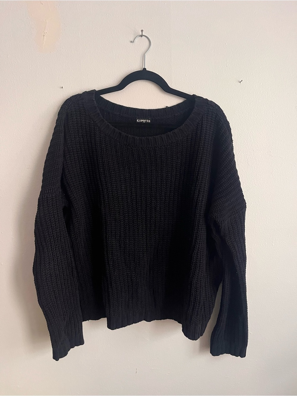 Express Black Ribbed Crewneck Sweater